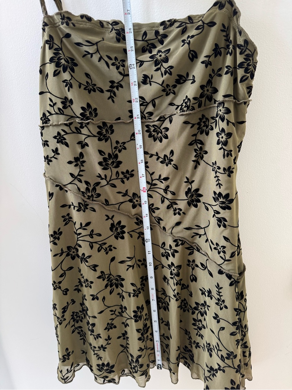 SHEIN MOD Floral Print Mesh Elasticity Green Cami Dress
